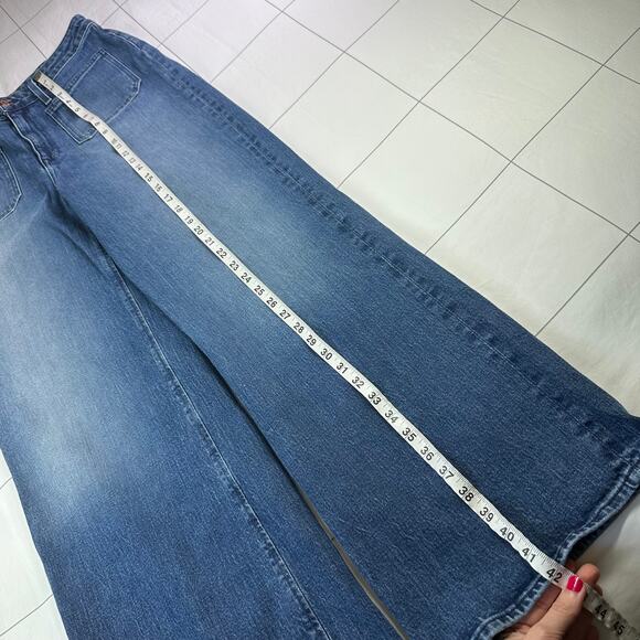 J.Crew Point Sur Jeans Womens 30 Blue Sailor Patch Pocket Wide Leg Marina Wash - Picture 11 of 12